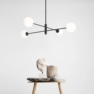 LUSTRA HOMME, 4 BRATE, 55 CM, NEAGRA, DIN STICLA SI METAL, STIL MODERN - Img 4