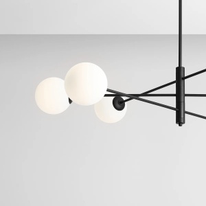 LUSTRA HOMME, 6 BRATE, 61 CM, NEAGRA, DIN STICLA SI METAL, STIL MODERN - Img 4