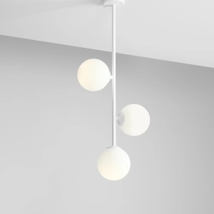 LUSTRA LIBRA, 3 BRATE, 83 CM, ALBA, DIN STICLA SI METAL, STIL MODERN