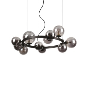 LUSTRA PERLAGE SP11, NEGRU MAT/FUMURIU, DIN METAL SI STICLA, STIL MODERN