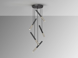 LUSTRA/PLAFONIERA EDNA, CU TELECOMANDA, 43 CM, NEGRU MAT/AURIU/OPAL, DIN METAL SI ACRIL, STIL MODERN