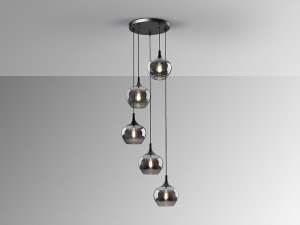LUSTRA/PLAFONIERA OPAZ, 48CM, NEGRU MAT/FUMURIU, DIN METAL SI STICLA, STIL MODERN - Img 3