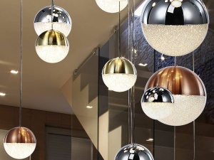 LUSTRA/PLAFONIERA SPHERE, CONECTARE BLUETOOTH, 150/300 CM, CROM/ALAMA/CUPRU, DIN METAL SI POLICARBONAT, STIL MODERN - Img 2