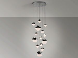 LUSTRA/PLAFONIERA SPHERE, CU TELECOMANDA, 130/500 CM, CROM/TRANSPARENT, DIN METAL SI METACRILAT, STIL MODERN - Img 3