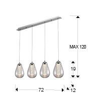 LUSTRA/PLAFONIERA TACCIA, 72 CM, CROM/TRANSPARENT, DIN METAL SI STICLA, STIL MODERN - Img 3