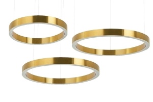 LUSTRA RING 60+80+80 GOLD, CONFECTIONATA DIN METAL SI ACRIL, STIL MODERN