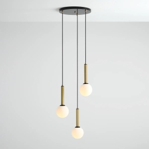 LUSTRA RINN, 3 BRATE, 150 CM, NEGRU/ALAMA, DIN STICLA SI METAL, STIL MODERN