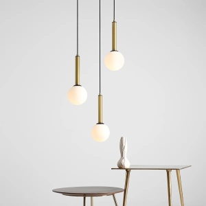 LUSTRA RINN, 3 BRATE, 150 CM, NEGRU/ALAMA, DIN STICLA SI METAL, STIL MODERN - Img 2