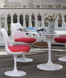 MASA ALBA TULIP MARBLE 100 CARRARA, CONFECTIONATA DIN MARMURA ITALIANA SI METAL, STIL MODERN - Img 2
