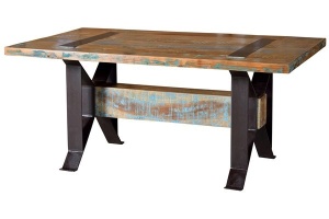 MASA DINING 6322, MARO/MULTICOLOR/NEGRU, LEMN RECICLAT SI METAL, STIL VINTAGE/INDUSTRIAL G&C