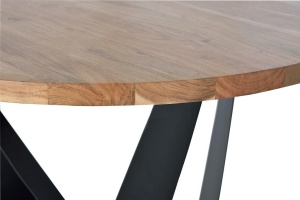 MASA DINING AMOS 120CM, MARO/NEGRU, LEMN MASIV DE ACACIA SI METAL, STIL INDUSTRIAL G&C - Img 3