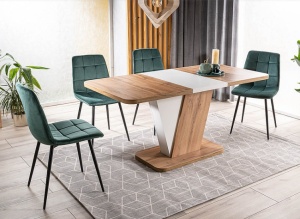 MASA DINING EXTENSIBILA CROCUS, 120/160 CM, STEJAR WOTAN/ALB MAT, DIN PAL LAMINAT, STIL MODERN - Img 2