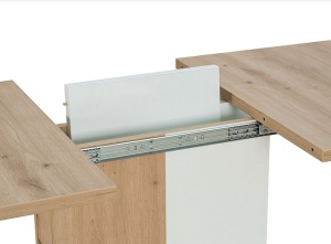 MASA DINING EXTENSIBILA NEXT, 110/153 CM, STEJAR ATISAN/ALB MAT, DIN PAL LAMINAT, STIL MODERN - Img 8