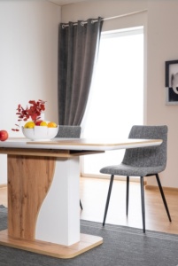 MASA DINING EXTENSIBILA SYRIUSZ, 120/160 CM, STEJAR WOTAN/ALB MAT, DIN PAL LAMINAT, STIL MODERN - Img 3