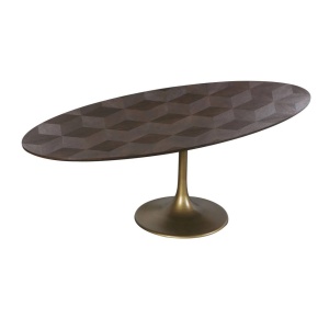 MASA DINING OVALA LUXOR DIAMOND, 230 CM, MARO/AURIU ANTICHIZAT, DIN FURNIR DE STEJAR SI METAL, RICHMOND INTERIORS