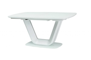 MASA EXTENSIBILA ARMANI, ALB MAT, 140/200 CM, DIN STICLA SECURIZATA, MDF SI METAL, STIL MODERN - Img 4