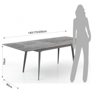 MASA EXTENSIBILA DIN CERAMICA 140/200CM, MOMO, COD 3653, STIL MODERN, REALIZATA DIN METAL SI CERAMICA - Img 5