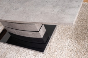 MASA EXTENSIBILA LEONARDO, 140/180 CM, EFECT DE BETON GRI/NEGRU, DIN MDF SI STICLA SECURIZATA, STIL MODERN - Img 7