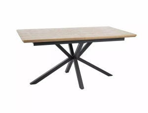 MASA EXTENSIBILA LOGAN, 160/200 CM, STEJAR/NEGRU MAT, BLAT DIN MDF SI PICIOARE DIN METAL, STIL MODERN - Img 3