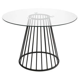 MASA LIVING DIN METAL SI TRANSPARENT/NEGRU, GLAM GLASS 100, STIL MODERN B2