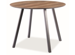 MASA LIVING/DINING OAKLAND, 100 CM, NUC/NEGRU MAT, BLAT DIN MDF, FURNIR NATURAL SI PICIOARE DIN METAL, STIL MODERN - Img 6