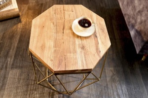 MASUTA DE CAFEA 50CM, DIAMOND, DIN METAL SI LEMN, STIL INDUSTRIAL - Img 2