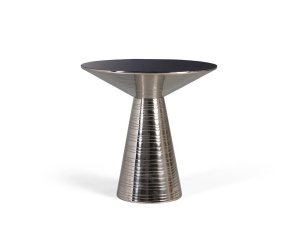 MASUTA DE CAFEA 51CM, ALUMINIU/NEGRU, STICLA SI METAL, MODEL DEOSEBIT