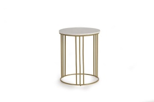 MASUTA DE CAFEA 51CM, BRONZ/ALB, DIN METAL SI MARMURA, STIL MODERN
