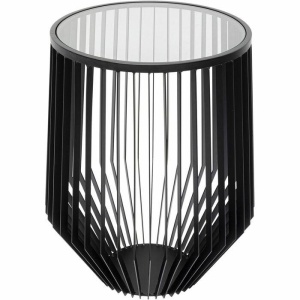 MASUTA DE CAFEA CORINNE 40, NEAGRA, CONFECTIONATA DIN OTEL SI STICLA SECURIZATA, STIL MODERN