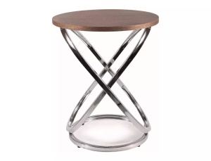 MASUTA DE CAFEA EOS E, 45 CM, NUC/CROM, BLAT DIN MDF, FURNIR NATURAL SI CADRU DIN METAL, STIL MODERN - Img 1