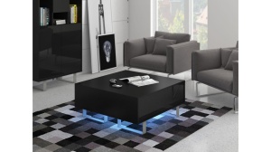 MASUTA DE CAFEA NEAGRA CU LED SI TELECOMANDA KING - DESIGN MODERN