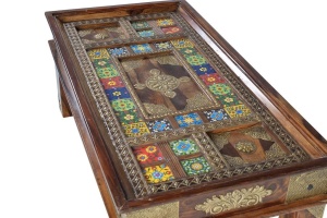 MASUTA DE CAFEA YORK 120CM, MARO/MULTICOLORA, DIN LEMN DE TRANDAFIR, STIL VINTAGE - Img 2