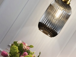 PENDUL NORMA, 14 CM, NEGRU MAT/FUMURIU, DIN METAL SI STICLA, STIL MODERN - Img 4