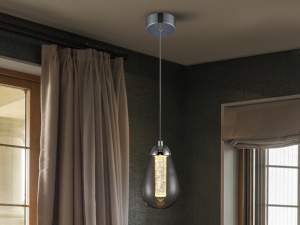 PENDUL TACCIA, 12 CM, CROM/TRANSPARENT, DIN METAL SI STICLA, STIL MODERN