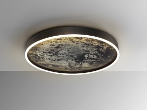 PLAFONIERA STONE, 60CM, NEGRU MAT/GRI, DIN METAL SI ARDEZIE SINTETICA, STIL MODERN