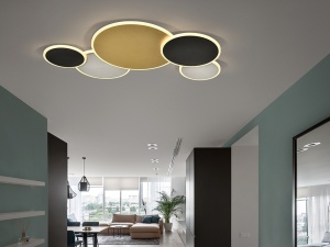 PLAFONIERA UMBRA, 84 CM, ALB/NEGRU/AURIU, DIN METAL, ALUMINIU SI ACRIL STIL MODERN