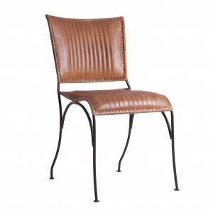 SCAUN ALMSTOCK REF. 25242, MARONIU, STIL VINTAGE, DIN FIER SI PIELE DE CAPRA, VIC