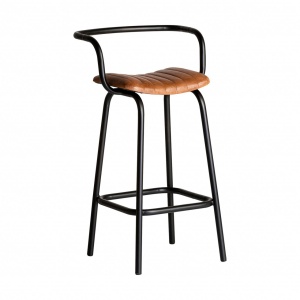 SCAUN CHADRON REF. 25246, CULOARE MARONIE, STIL VINTAGE, DIN FIER SI PIELE, VIC