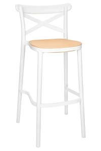 SCAUN DE BAR COUNTRY ALB, CONFECTIONAT DIN POLIPROPILENA, STIL COUNTRY
