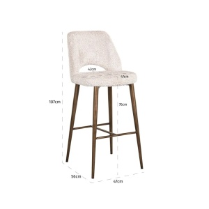 SCAUN DE BAR DELPHINE LOVELY CREAM, S4627, CONFECTIONAT DIN 100% POLIESTER SPUMA SI METAL, RICHMOND INTERIORS - Img 4