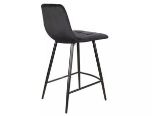 SCAUN DE BAR MILA H-2, NEGRU BLUVEL 19/NEGRU MAT, TAPITERIE DIN CATIFEA SI PICIOARE DIN METAL, STIL MODERN - Img 4