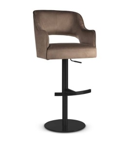 SCAUN DE BAR PIVOTANT MERCY SUPREME PUMP, BEJ INCHIS/NEGRU, TAPITERIE DIN CATIFEA SI PICIOR DIN METAL, STIL MODERN, ATR