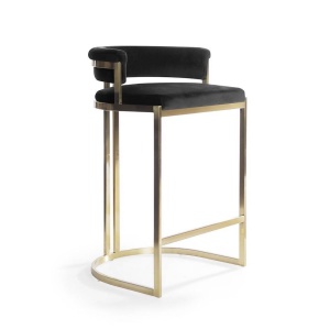 SCAUN DE BAR VEGAS, 60 CM, NEGRU/AURIU MAT, TAPITERIE DIN CATIFEA SI PICIOARE DIN METAL, STIL MODERN, ATR
