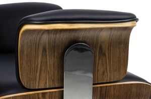 SCAUN DE BIROU LOUNGE BUSINESS, NEGRU/NUC, PIELE NATURALA SI LEMN DE NUC, STIL MODERN - Img 7