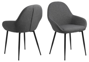 SCAUN DINIGN CANDIS, GRI/NEGRU, CU SEZUT TAPITAT CU TEXTIL SI PICIOARE DIN METAL, STIL RETRO