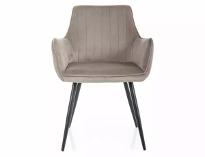 SCAUN DINING APPLE, BEJ BLUVEL 40/NEGRU MAT, TAPITERIE DIN CATIFEA SI PICIOARE DIN METAL, STIL MODERN - Img 2