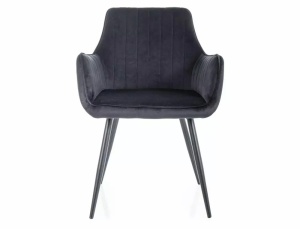 SCAUN DINING APPLE, NEGRU BLUVEL 19/NEGRU MAT, TAPITERIE DIN CATIFEA SI PICIOARE DIN METAL, STIL MODERN - Img 2