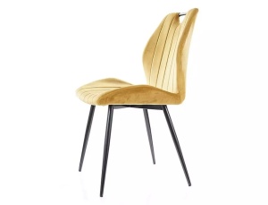 SCAUN DINING ARCO, CURRY BLUVEL 68/NEGRU MAT, TAPITERIE DIN CATIFEA SI PICIOARE DIN METAL, STIL MODERN - Img 6