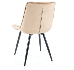 SCAUN DINING CHERRY II, BEJ BLUVEL 28/NEGRU MAT, TAPITERIE DIN CATIFEA SI PICIOARE DIN METAL, STIL MODERN - Img 2
