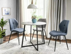 SCAUN DINING FRANK, GRI 07/NEGRU MAT, TAPITERIE DIN STOFA SI PICIOARE DIN METAL, STIL MODERN - Img 4